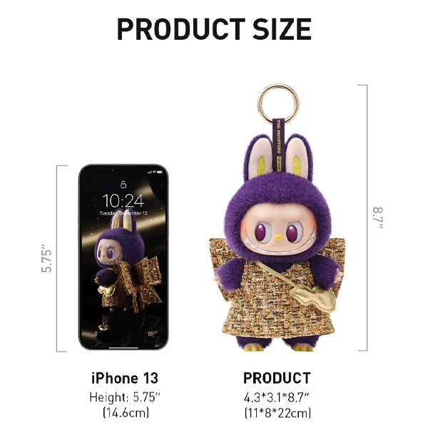 Pop Mart x THE MONSTERS: Labubu Wearing PRONOUNCE Fashion Label "Wings Of Fortune" Plush Doll Pendant (1pc)