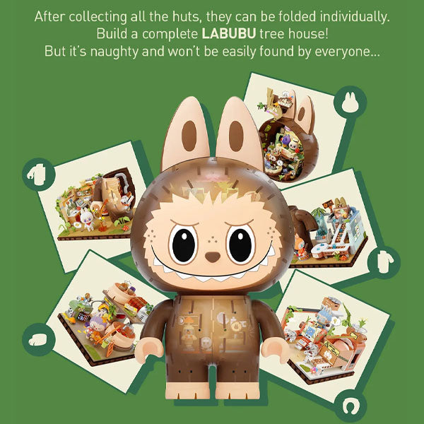 Pop Mart x THE MONSTERS: Labubu Forest Secret Base Tree House Building Block Set - Playful Home (497pc)